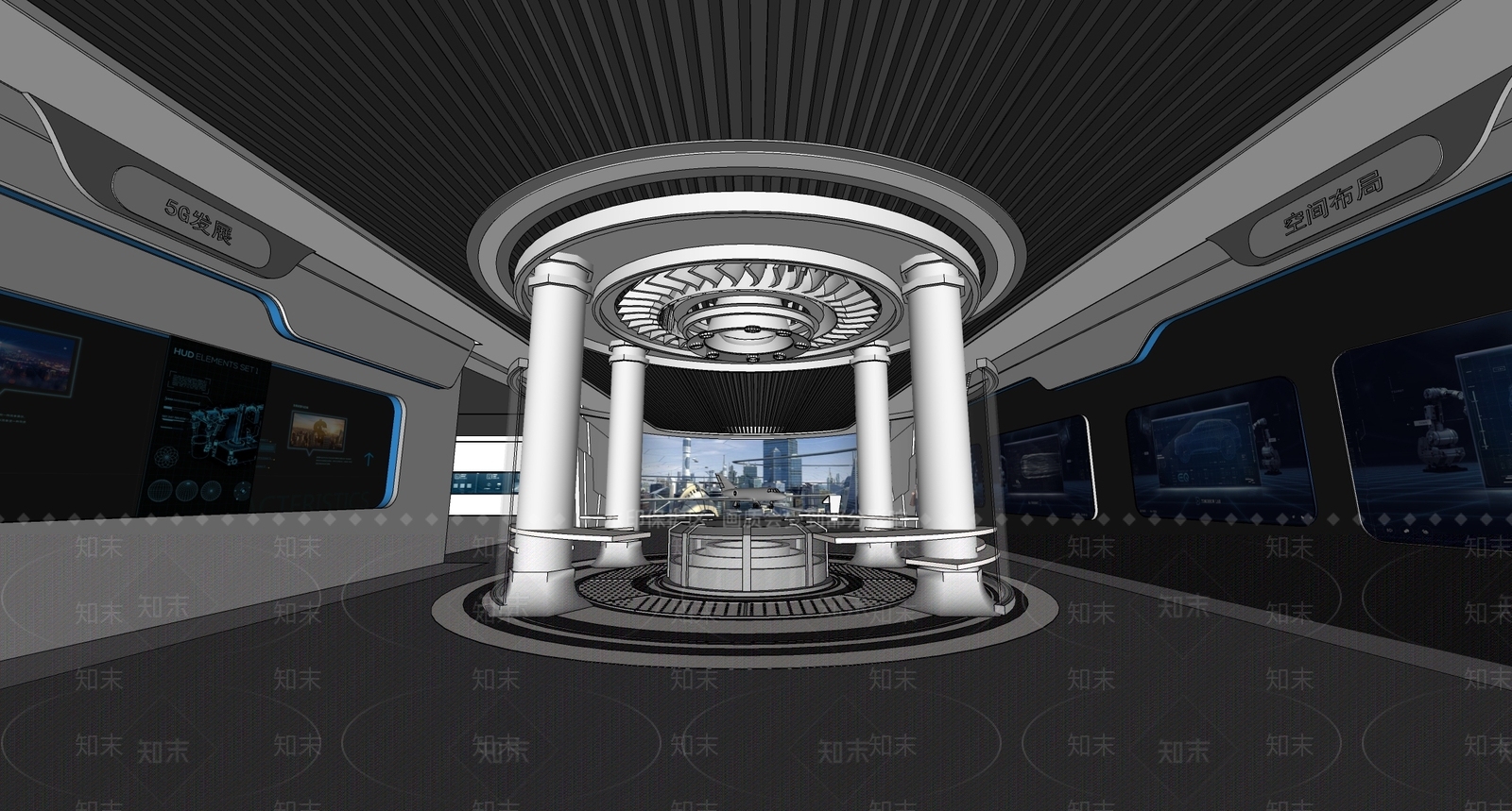 现代科技展厅SU模型下载【ID:1148046313】
