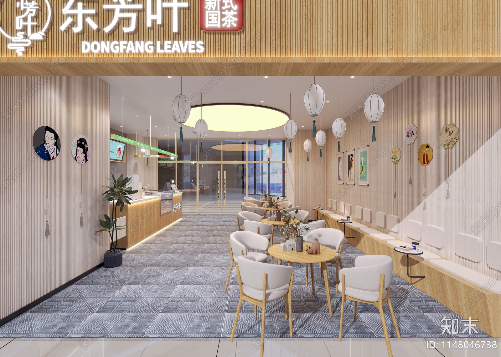 新中式奶茶店3D模型下载【ID:1148046738】