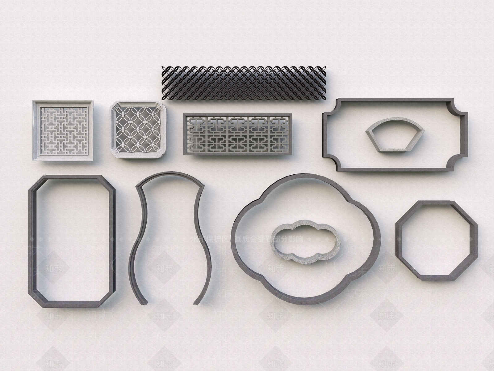 中式景墙镂空门洞SU模型下载【ID:1148048791】