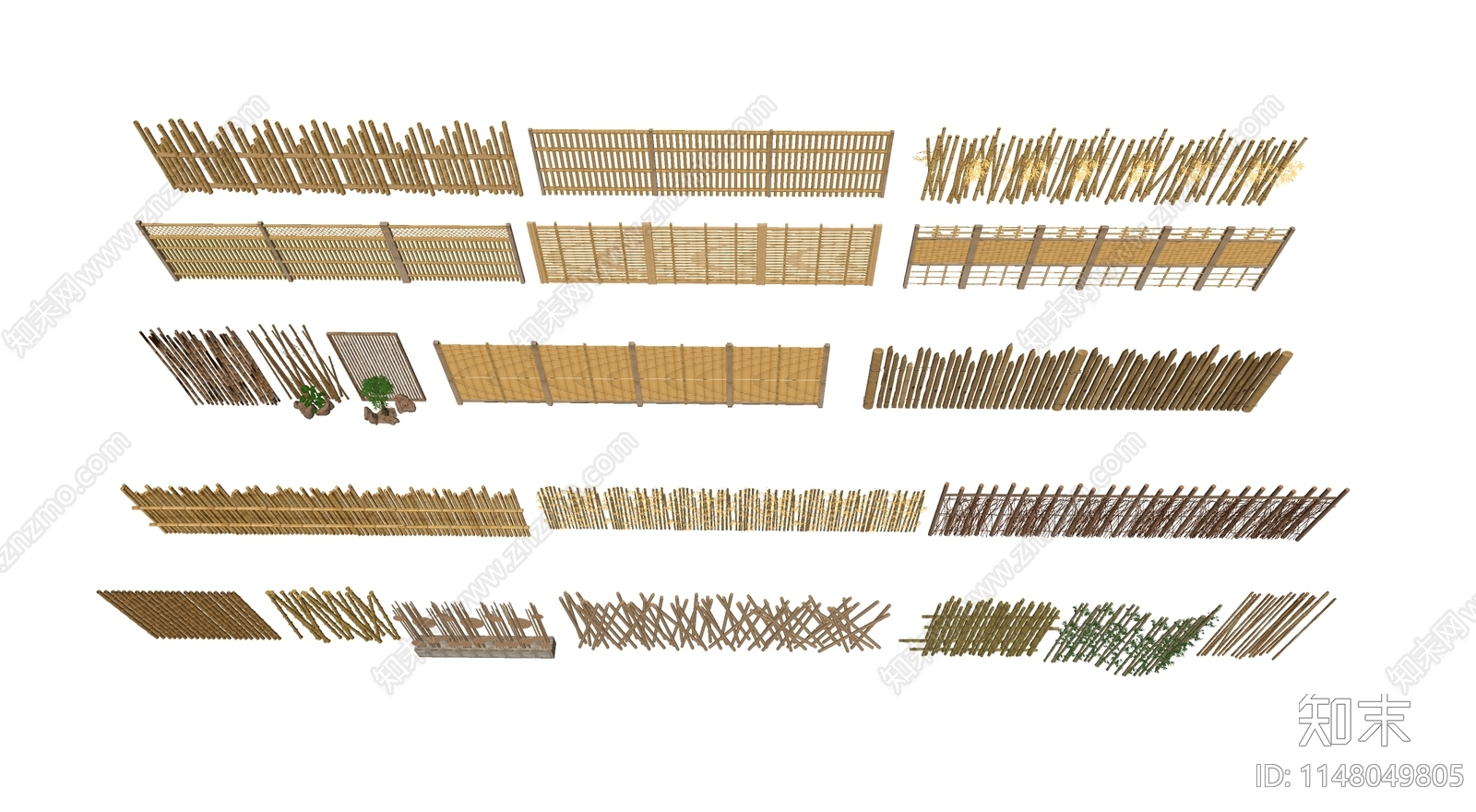 现代竹栅栏SU模型下载【ID:1148049805】