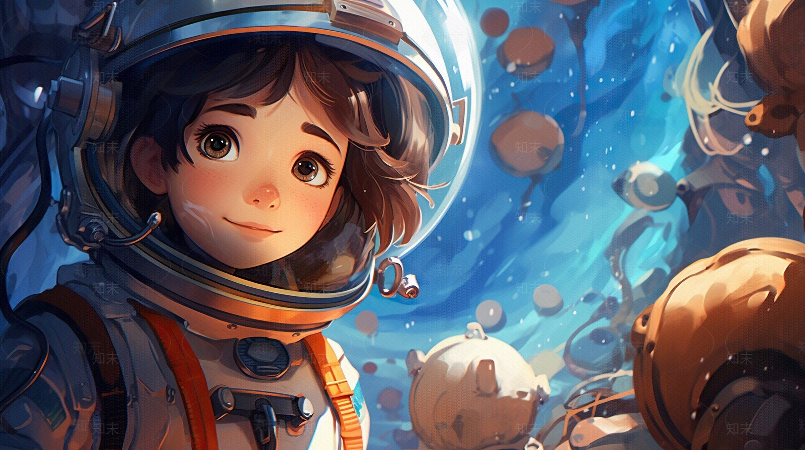 儿童房太空宇航员壁纸贴图下载【ID:1148049806】