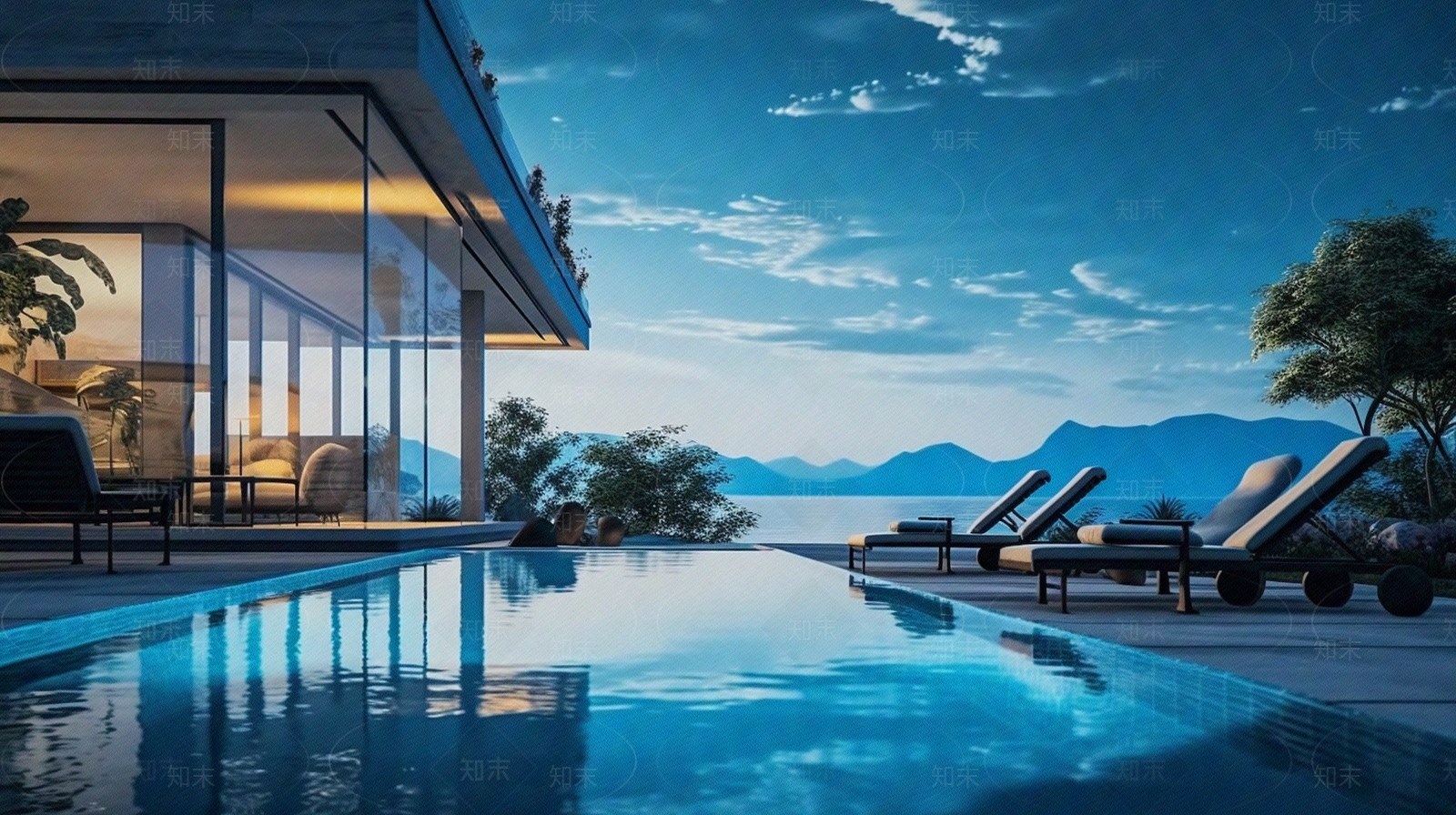 湖边旁边的别墅游泳风景贴图下载【ID:1148050747】