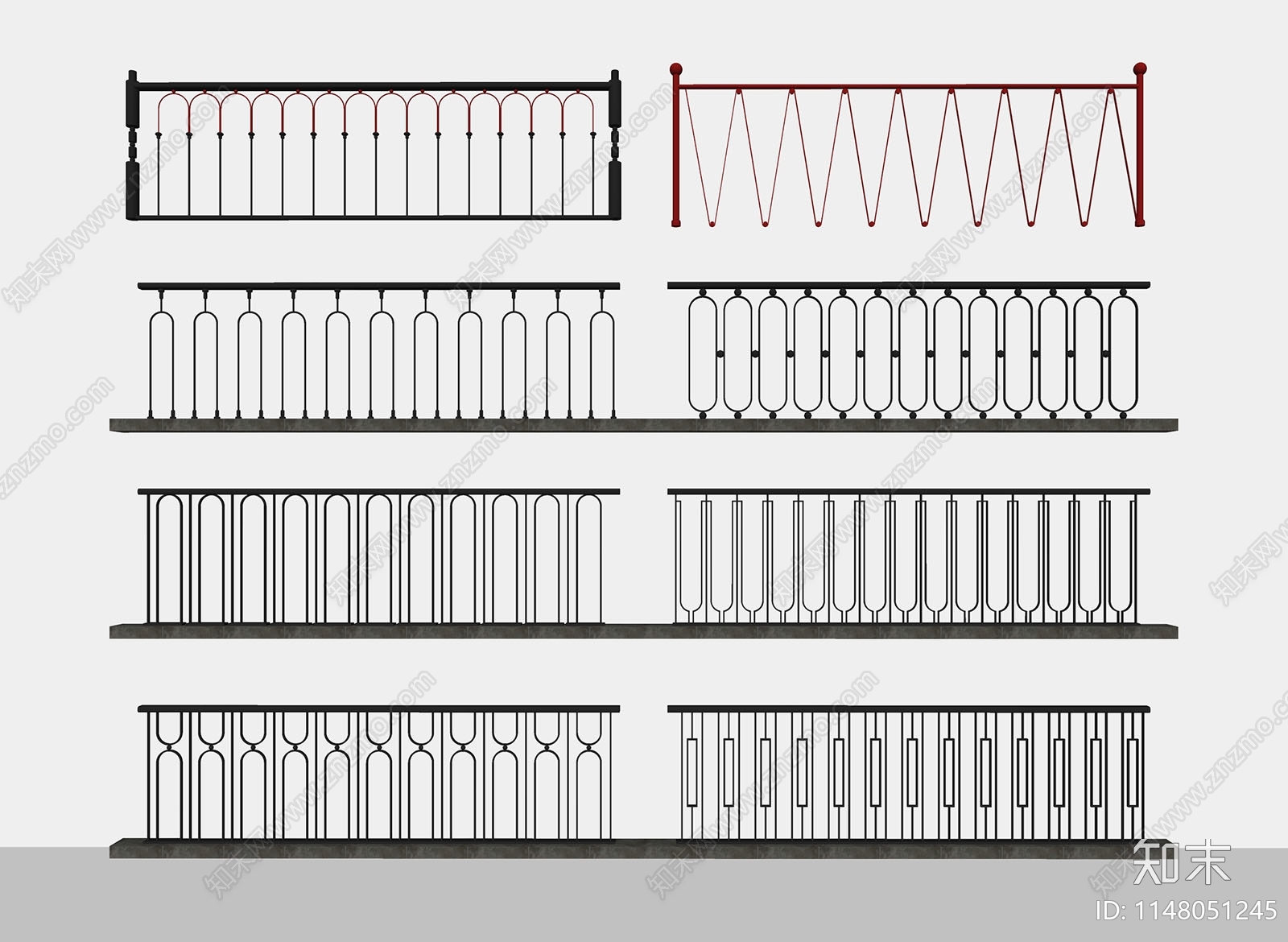 现代栏杆扶手SU模型下载【ID:1148051245】