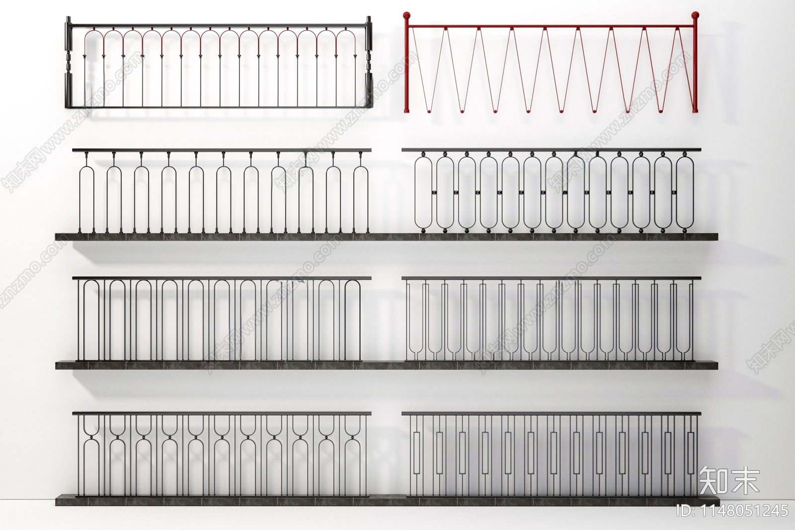 现代栏杆扶手SU模型下载【ID:1148051245】
