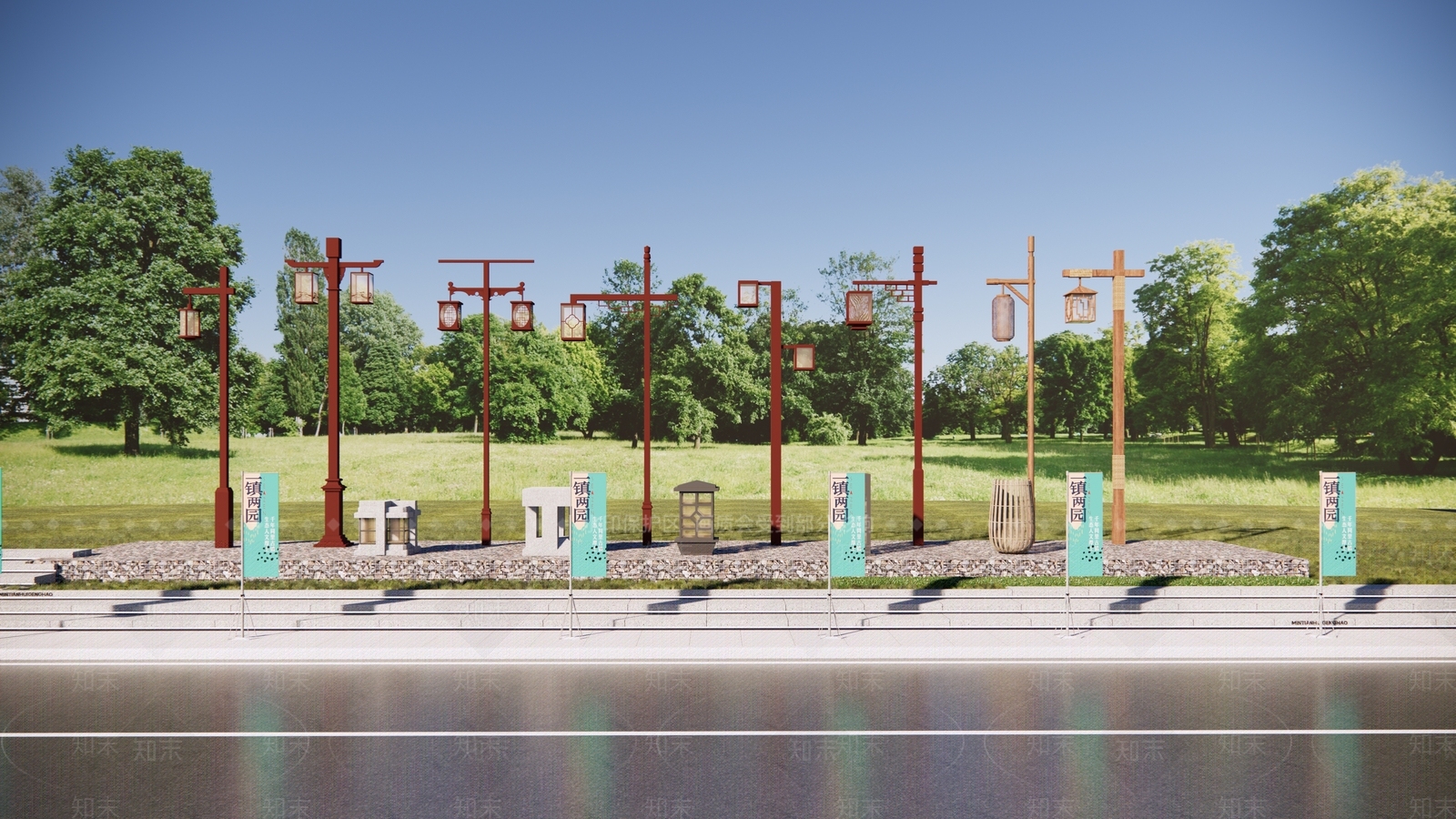 中式路灯SU模型下载【ID:1148054996】