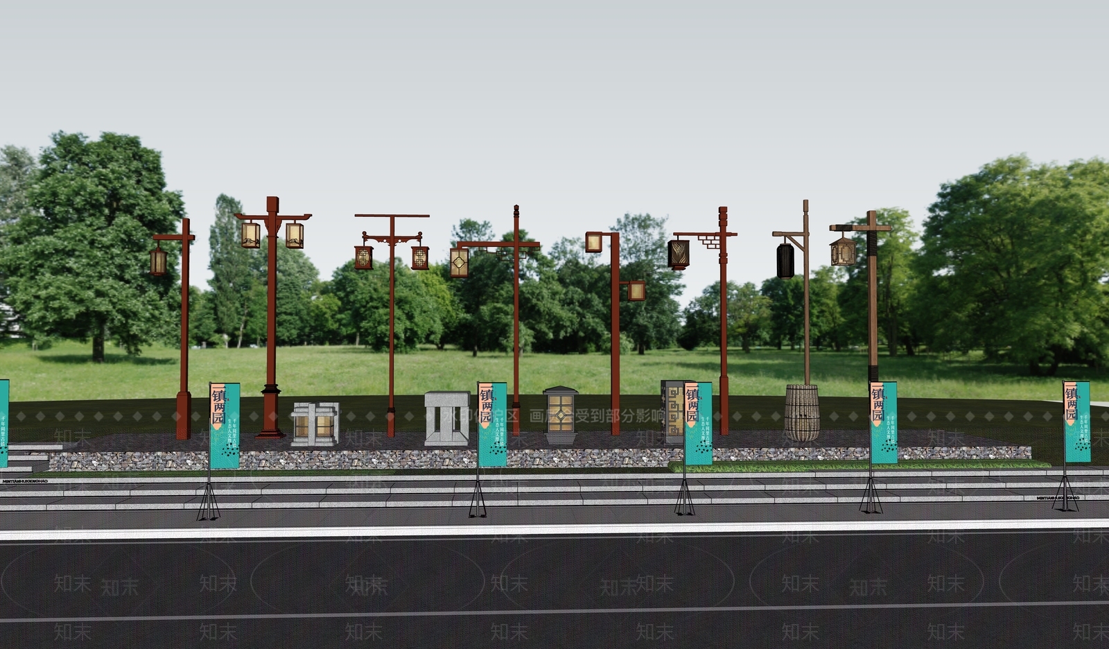 中式路灯SU模型下载【ID:1148054996】