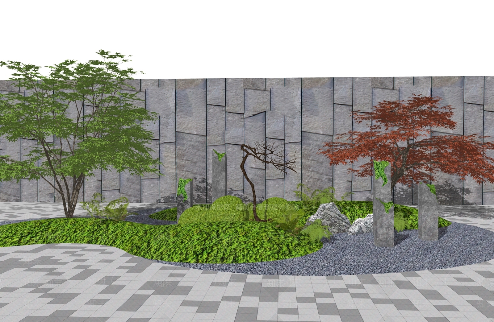 新中式庭院小品SU模型下载【ID:1148057861】