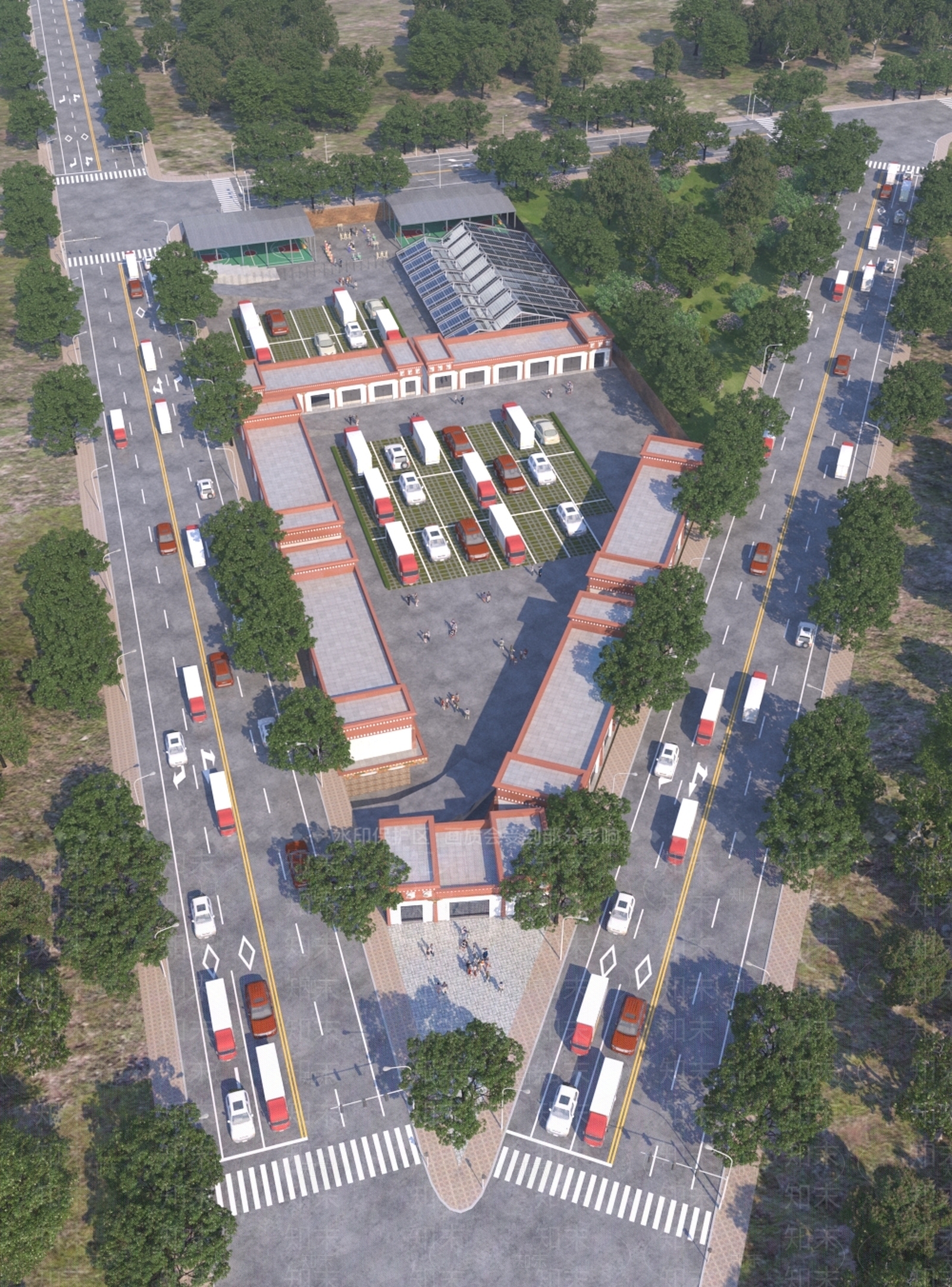 现代工业厂房建筑3D模型下载【ID:1148059196】