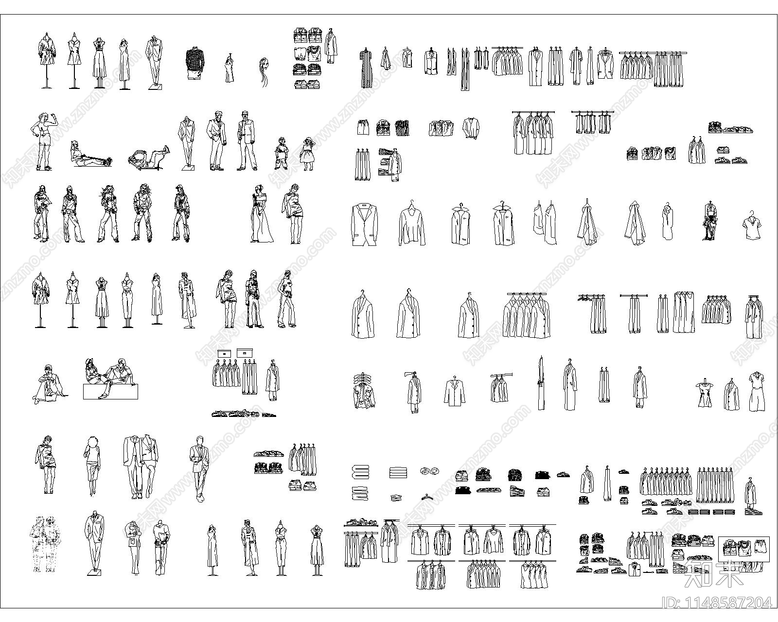 衣服模特图块cad施工图下载【ID:1148587204】