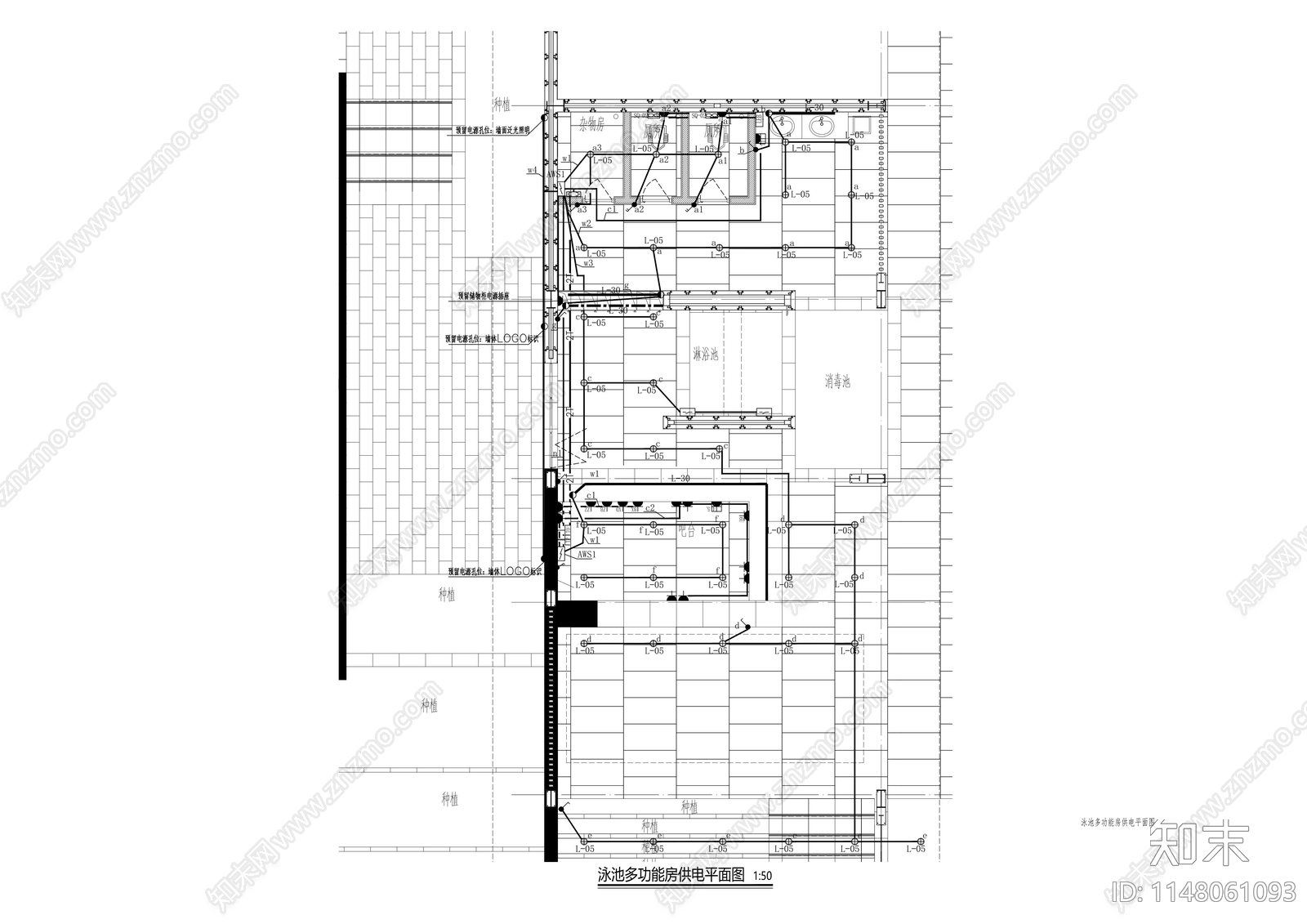 泳池更衣室电气平面图和系统图cad施工图下载【ID:1148061093】