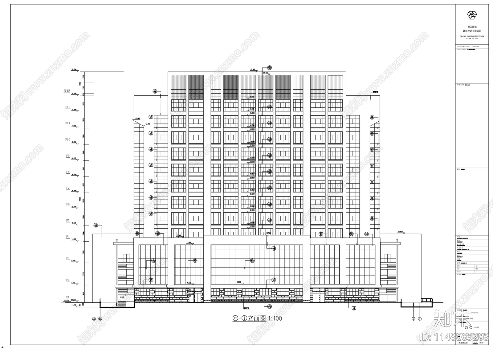 中学图书大楼建筑cad施工图下载【ID:1148063203】