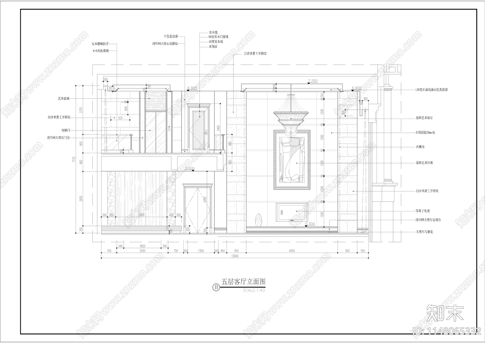 复式家居客厅室内cad施工图下载【ID:1148065332】