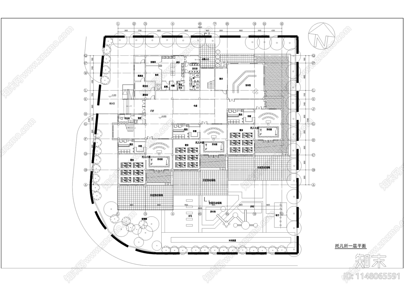 幼儿园建筑cad施工图下载【ID:1148065591】