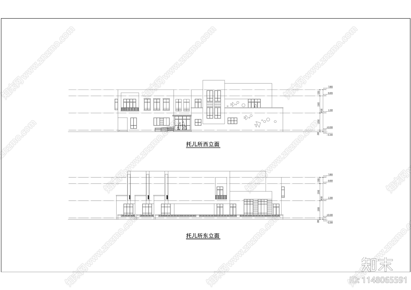 幼儿园建筑cad施工图下载【ID:1148065591】