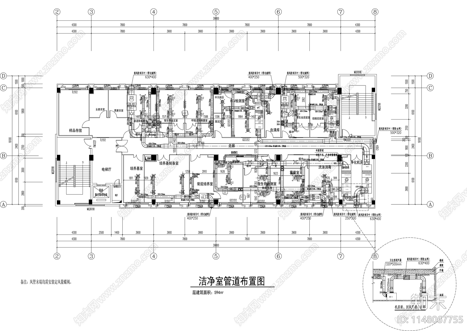寄生虫结核实验室cad施工图下载【ID:1148067755】