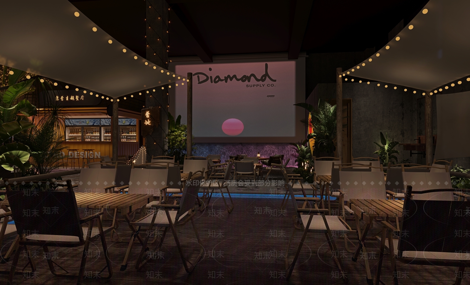 现代露营风氛围餐厅3D模型下载【ID:1148068308】