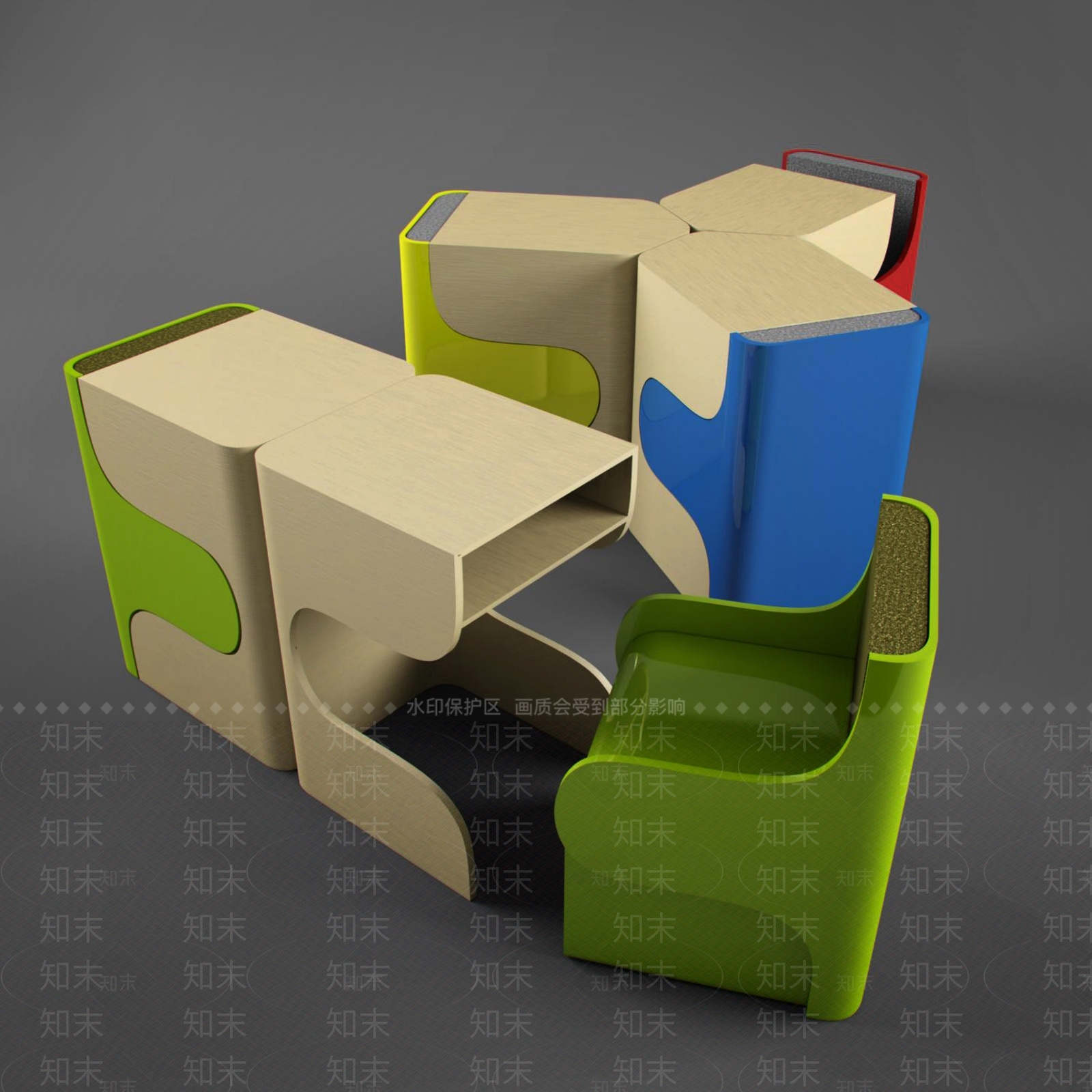 现代儿童椅3D模型下载【ID:1148069266】