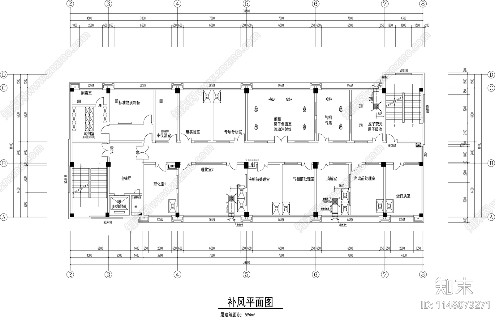 物理化学检验分析实验室cad施工图下载【ID:1148073271】