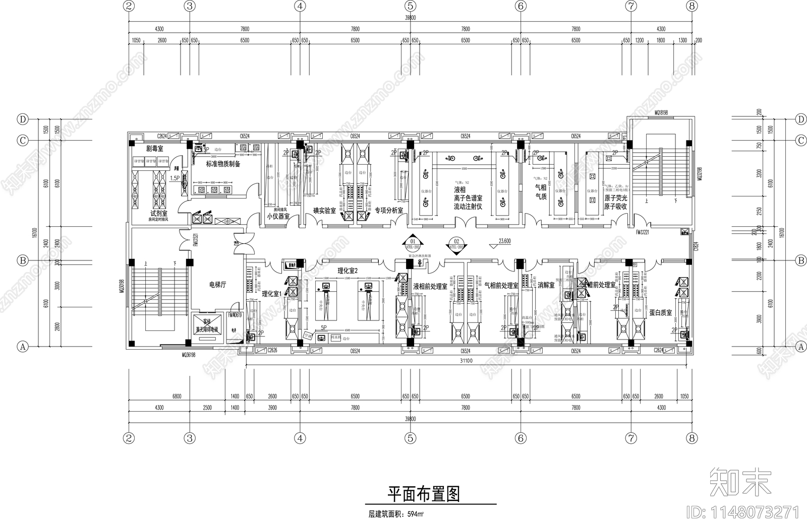 物理化学检验分析实验室cad施工图下载【ID:1148073271】