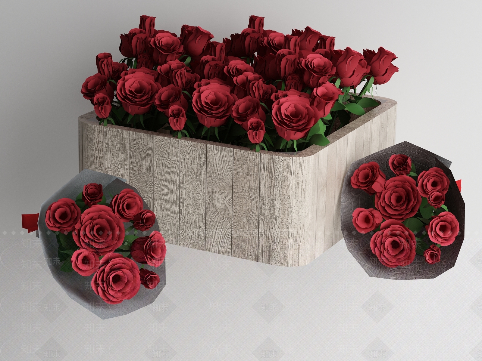 现代玫瑰花箱3D模型下载【ID:1148073872】