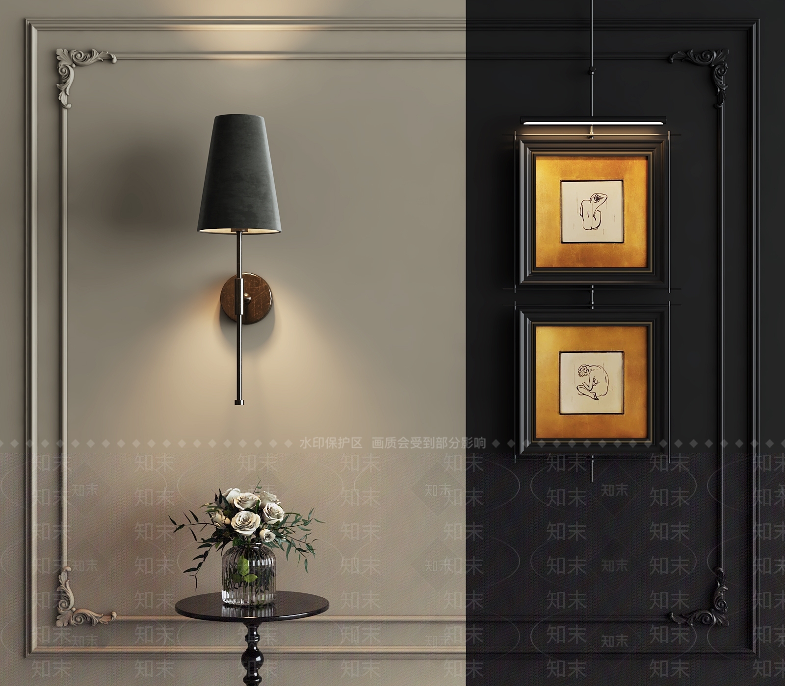 法式中古装饰画3D模型下载【ID:1148073821】_知末3d模型网