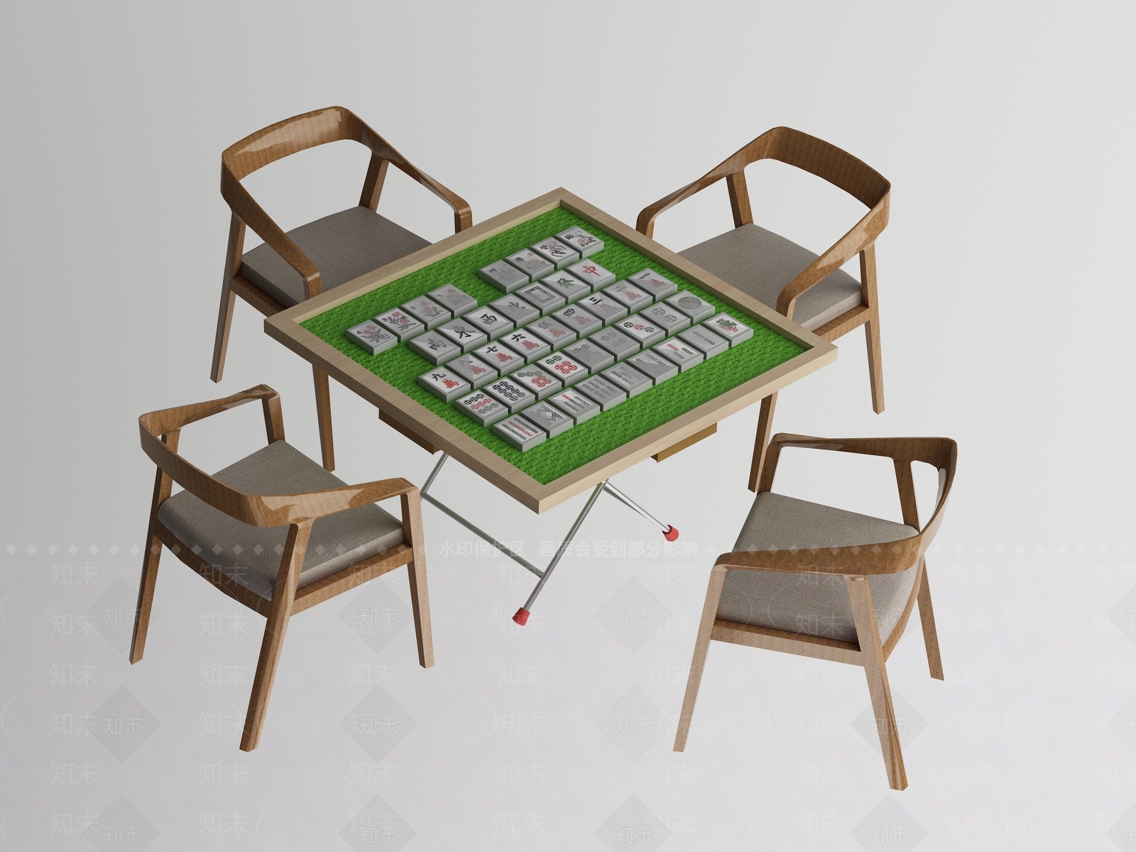 新中式麻将桌3D模型下载【ID:1148073937】