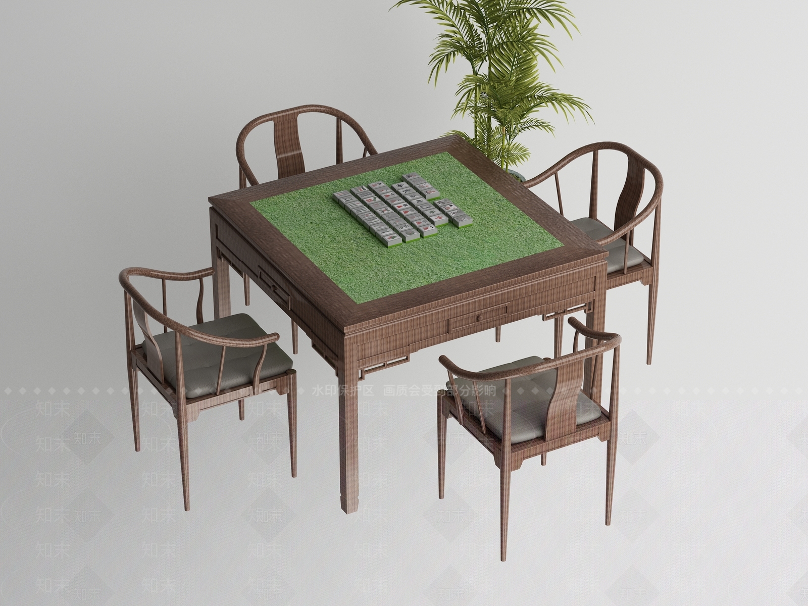 新中式麻将桌3D模型下载【ID:1148074130】