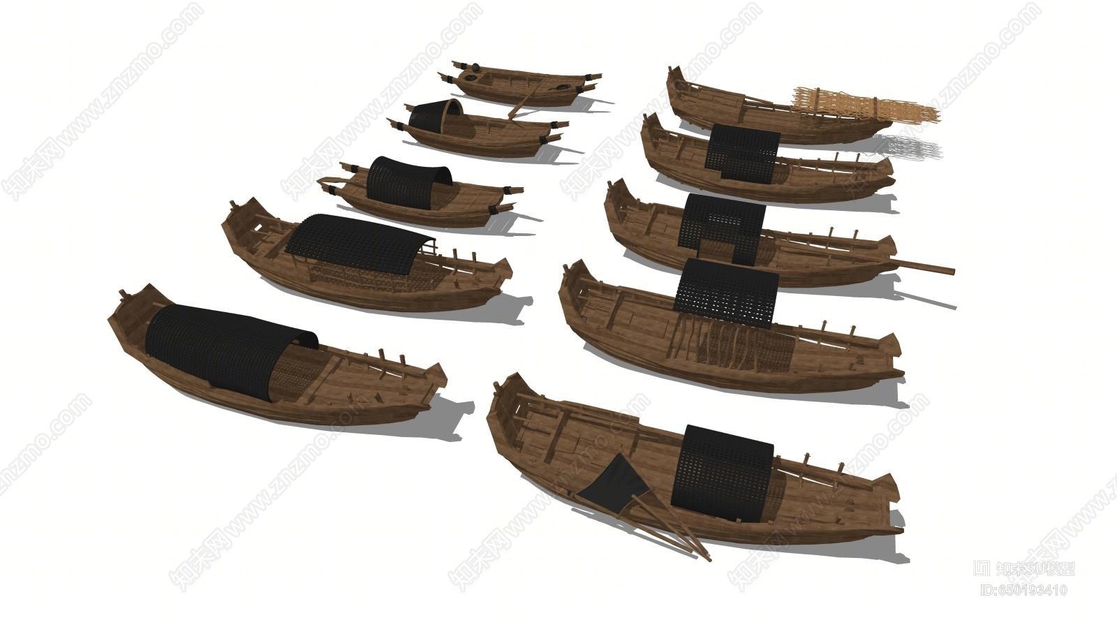 中式风格古代船SU模型下载【ID:650193410】