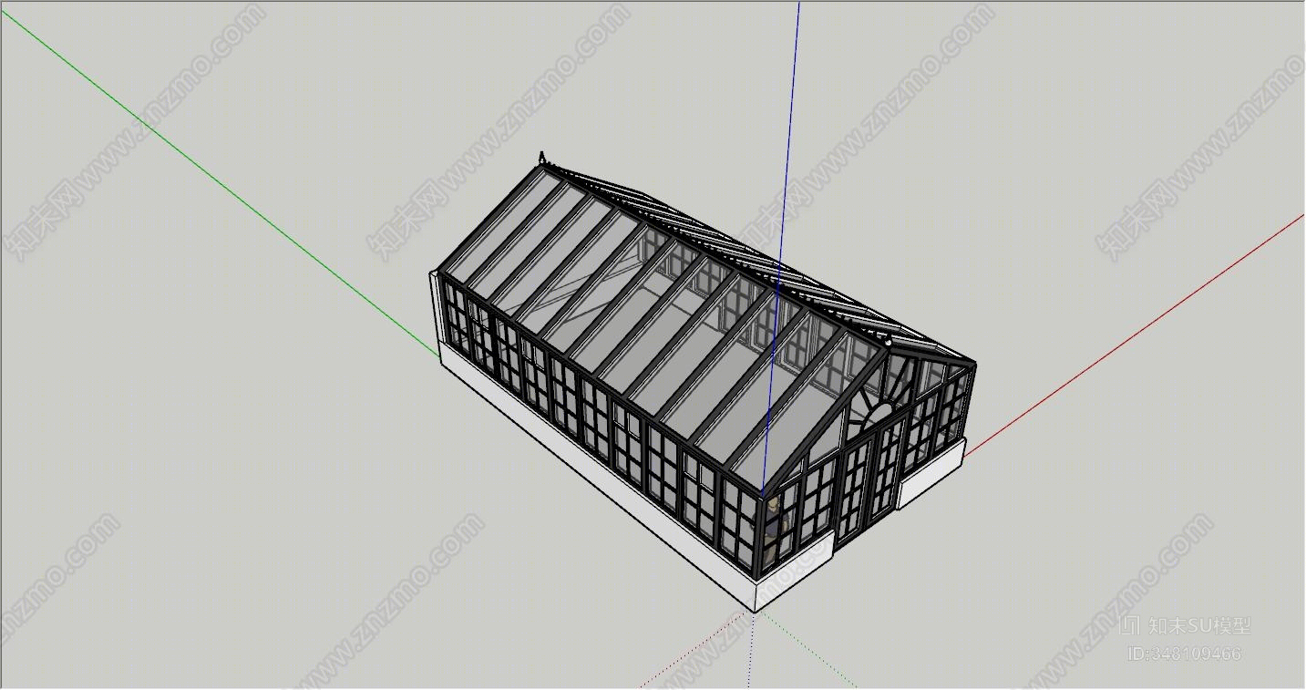 现代钢结构阳光房SU模型下载【ID:348109466】