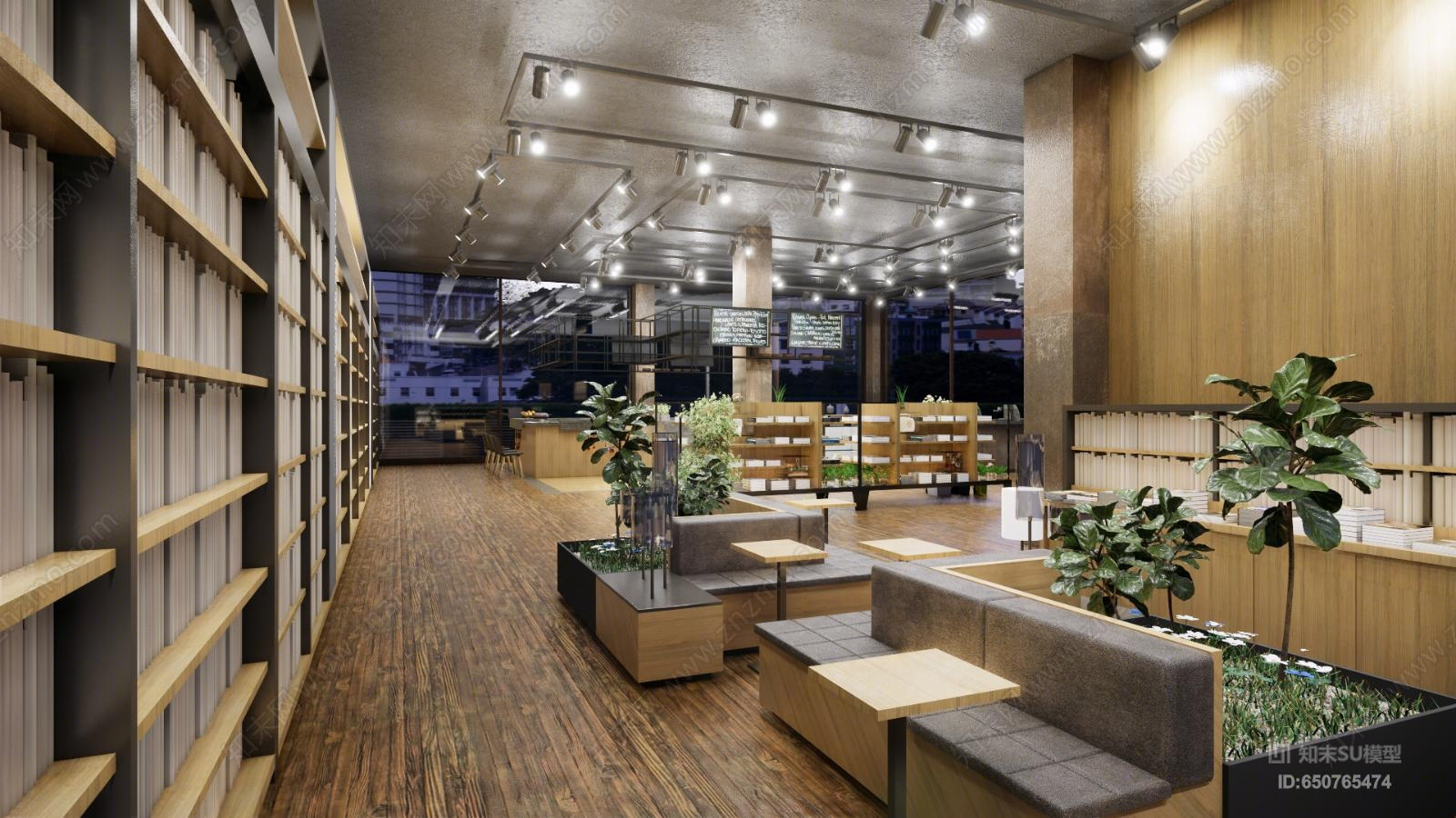 工业风格书店SU模型下载【ID:650765474】