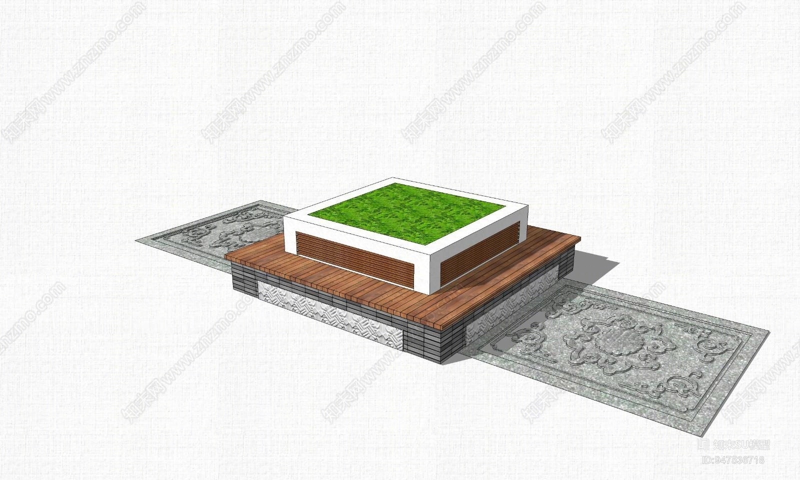 现代方形树池SU模型下载【ID:947536718】