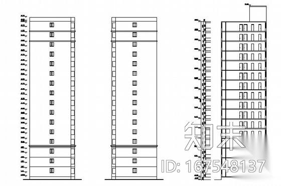 呼和浩特某十六层住宅楼毕业建筑设计cad施工图下载【ID:167548137】