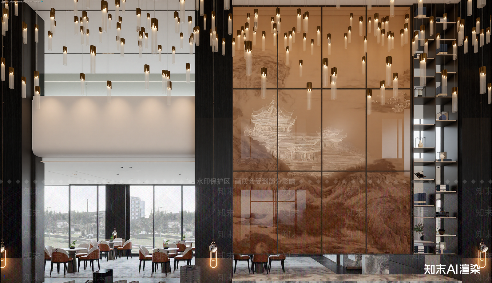 现代酒店餐厅3D模型下载【ID:1221978141】