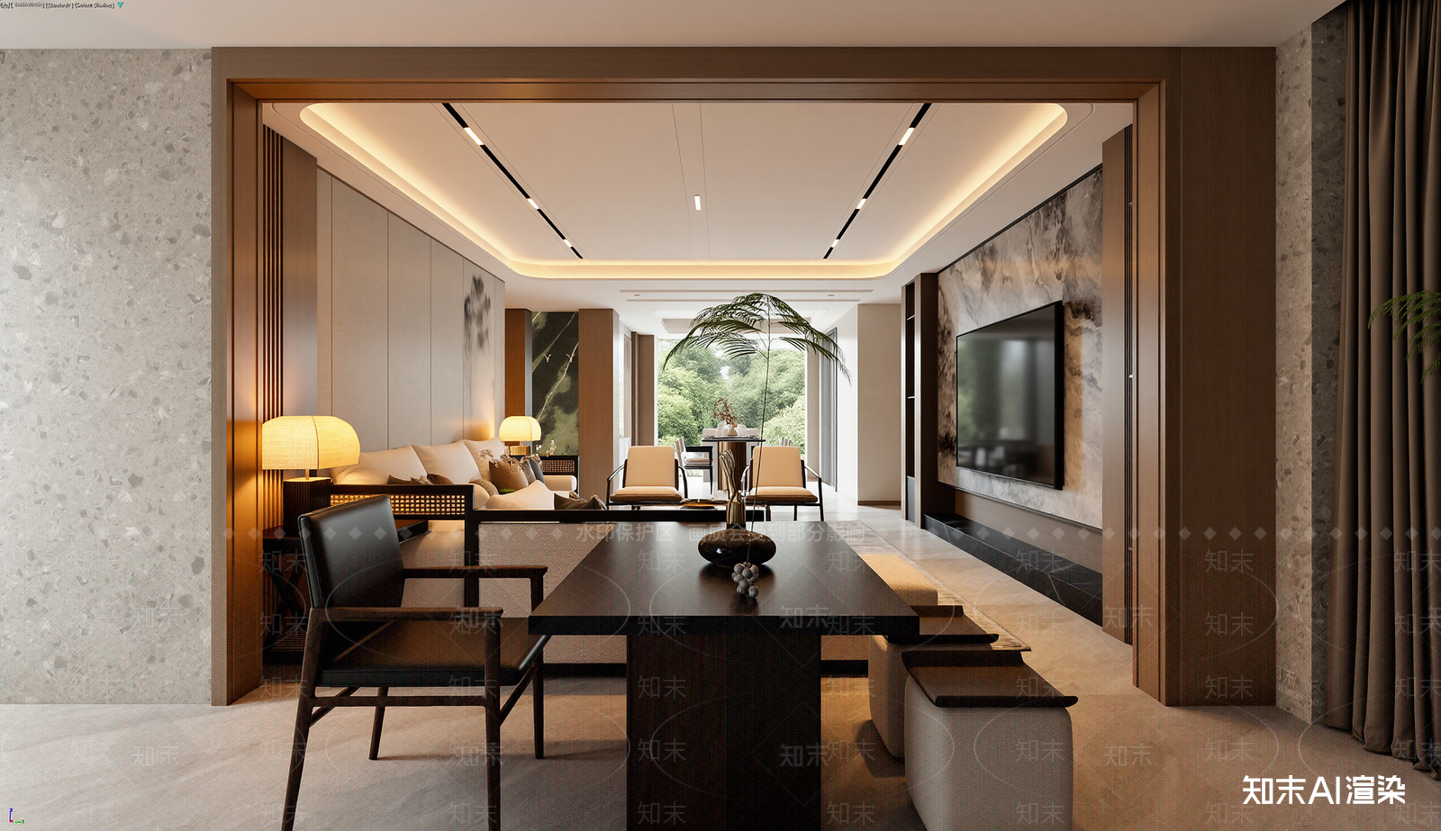 新中式客餐厅3D模型下载【ID:1222019648】