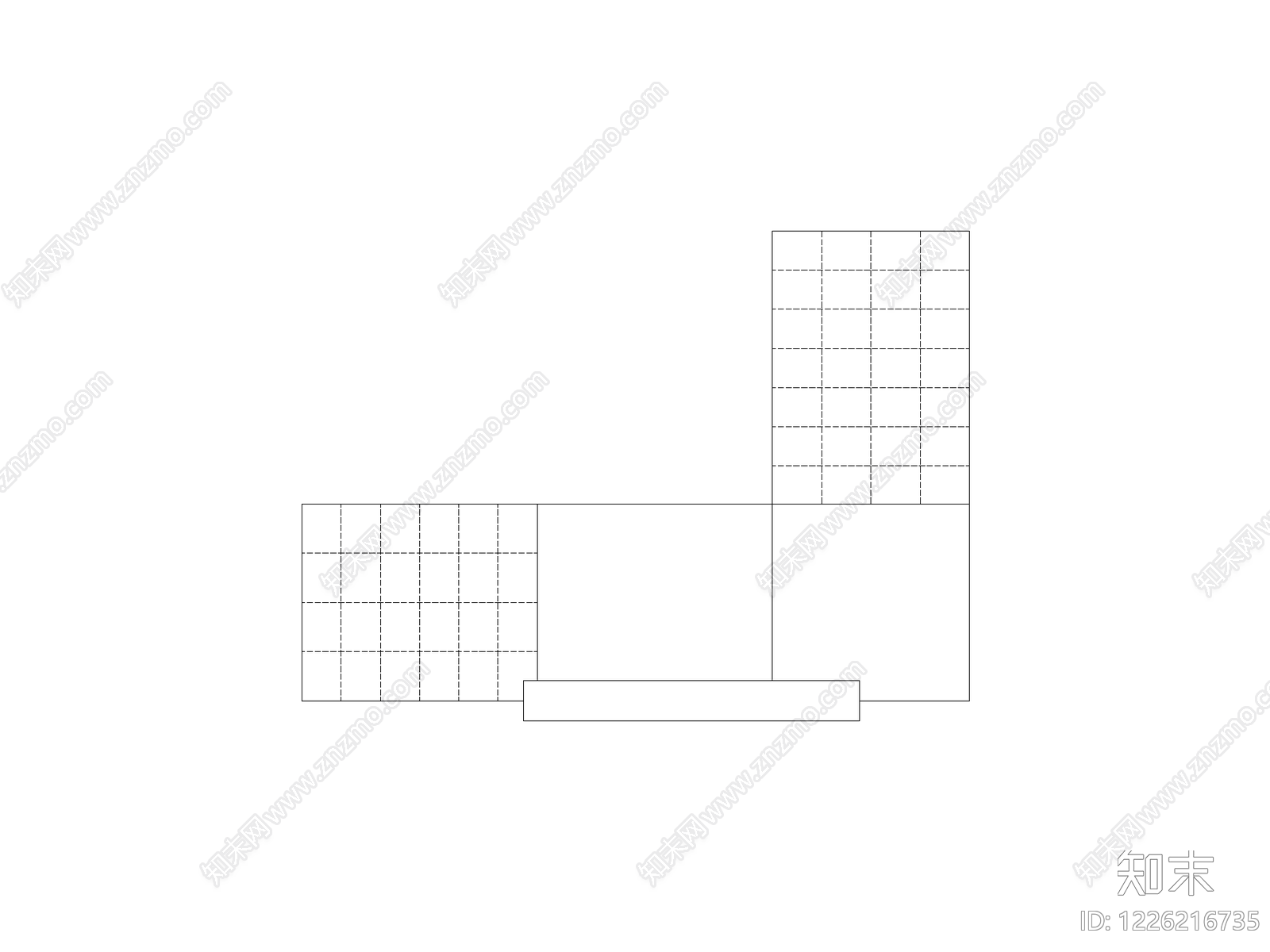 正反沙发组合cad施工图下载【ID:1226216735】