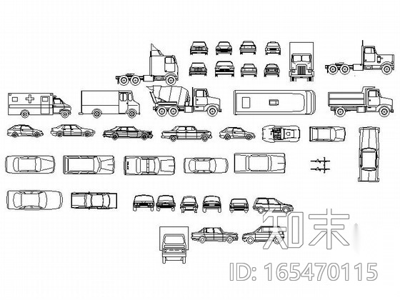 各种车CAD图块下载cad施工图下载【ID:165470115】