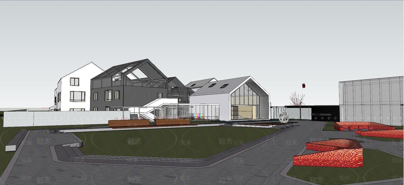 现代学校建筑SU模型下载【ID:1115720486】