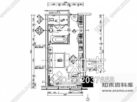 施工图河北某五星级豪华酒店标准大床房室内装修施工图施工图下载【ID:532037658】