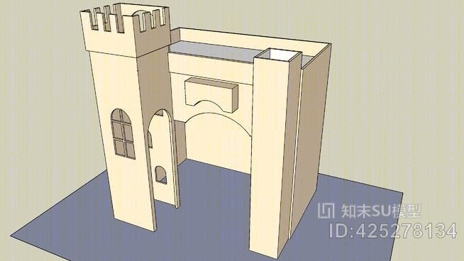 城堡阁楼床SU模型下载【ID:425278134】