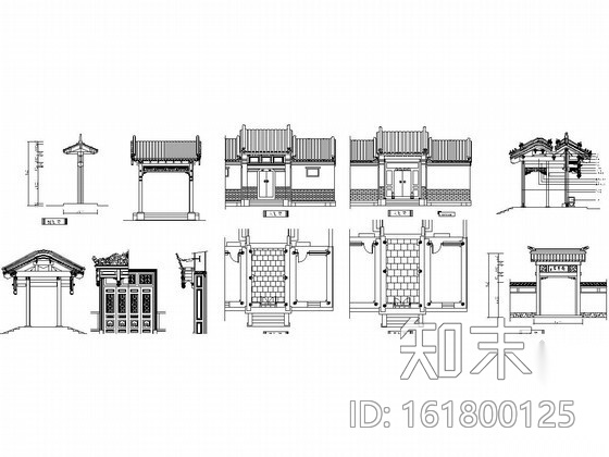 古建门和门檐CAD图集施工图下载【ID:161800125】