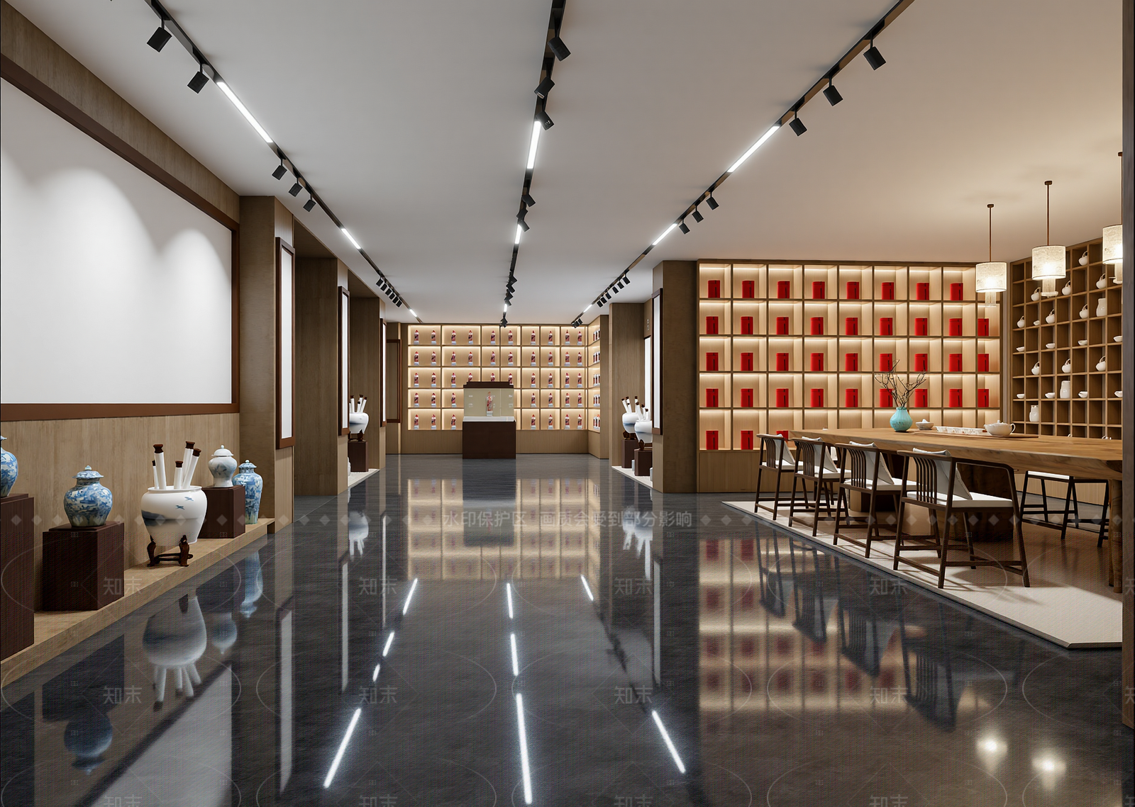 现代陶瓷展厅3D模型下载【ID:1214621519】