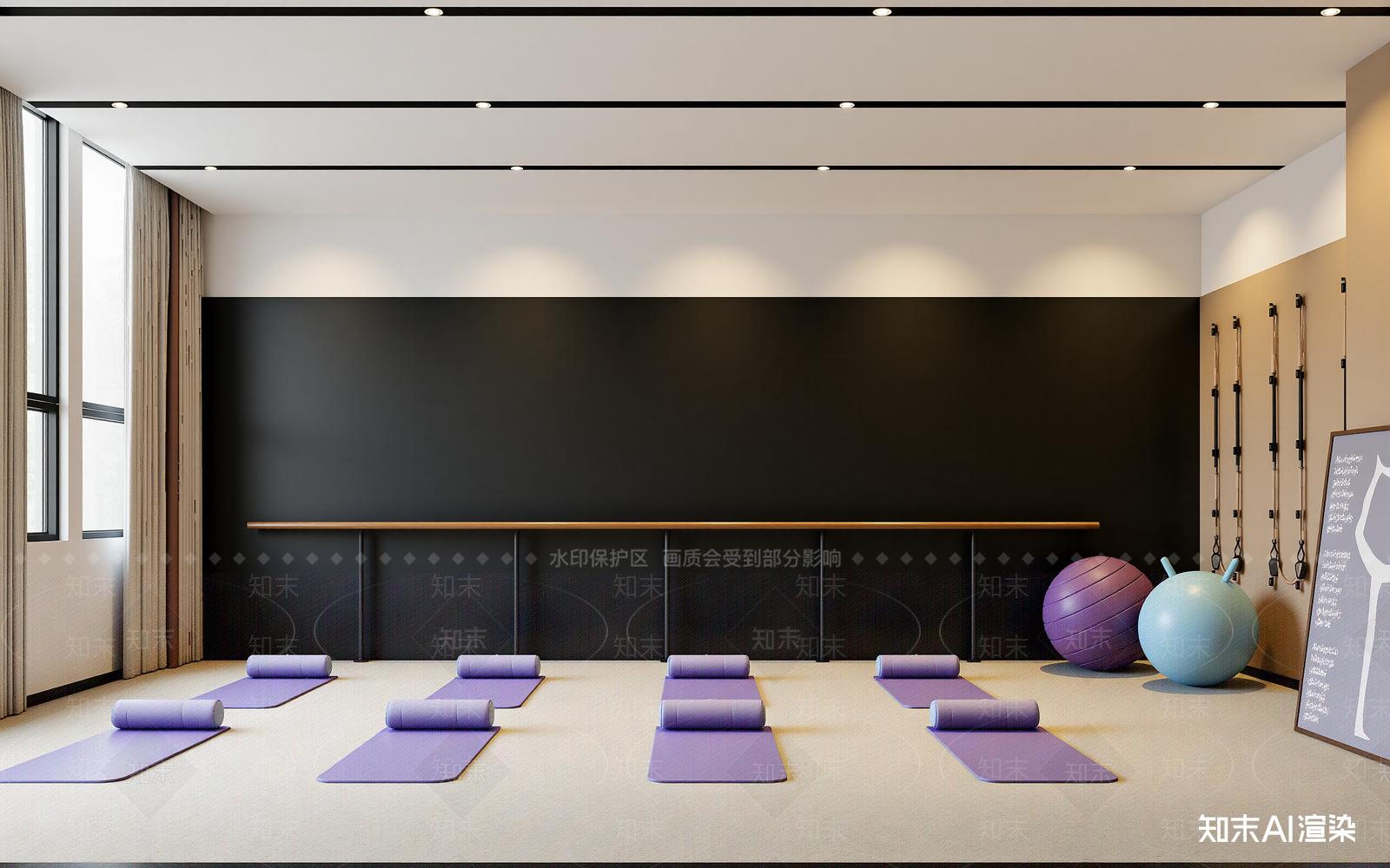 现代瑜伽室3D模型下载【ID:1213996040】