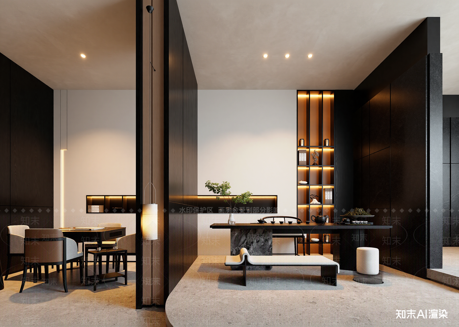 现代茶馆3D模型下载【ID:1214663350】
