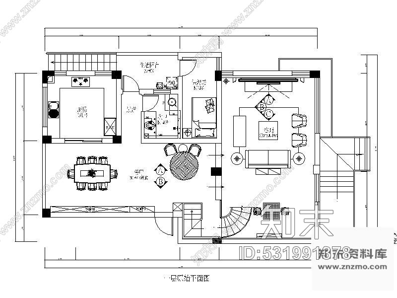 施工图现代精致双层别墅室内装修图含效果cad施工图下载【ID:531991378】