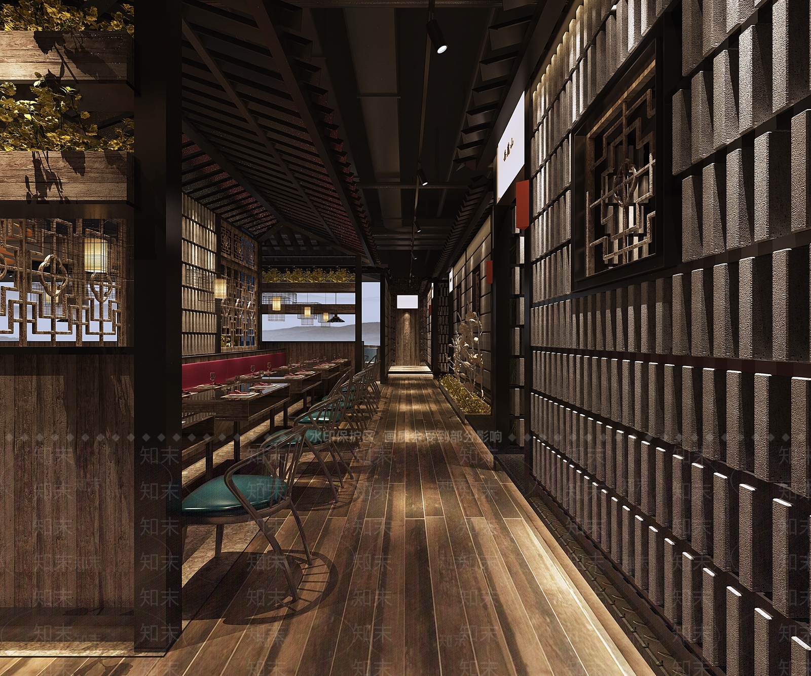 新中式中餐厅3D模型下载【ID:1148076339】