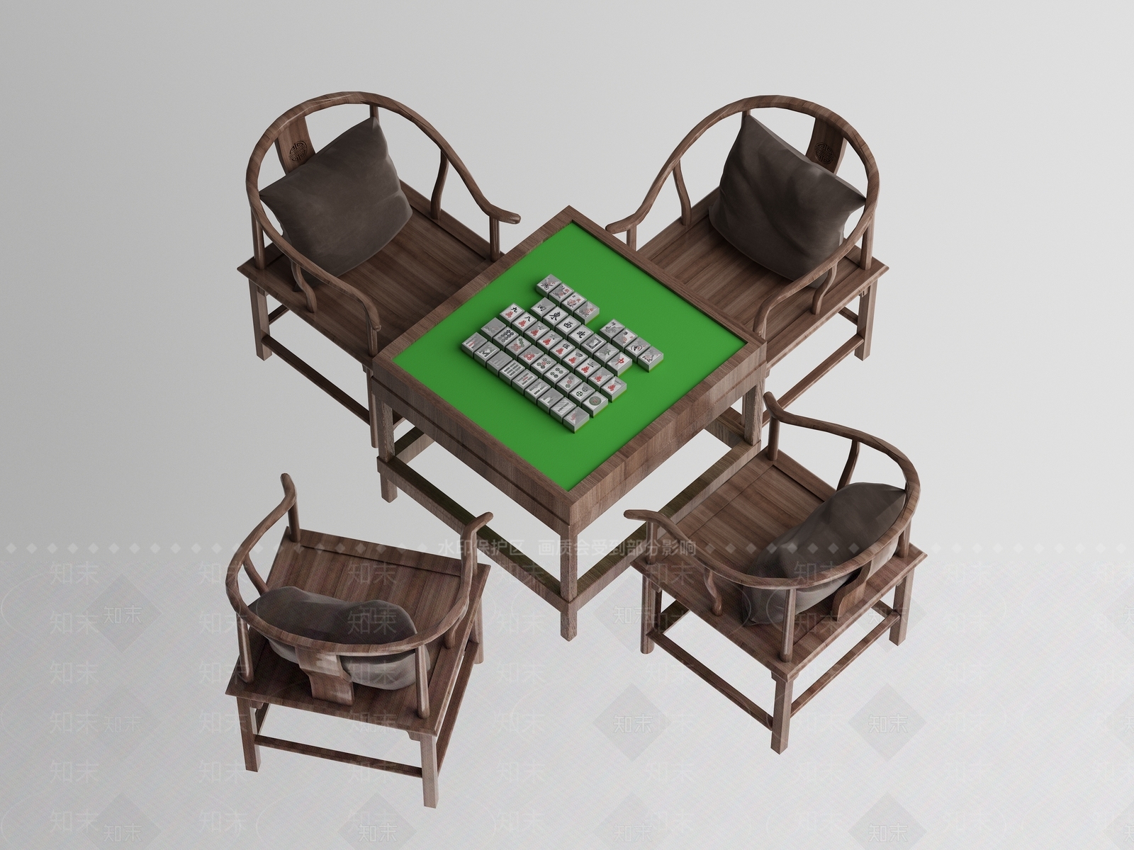 中式麻将桌3D模型下载【ID:1148075996】