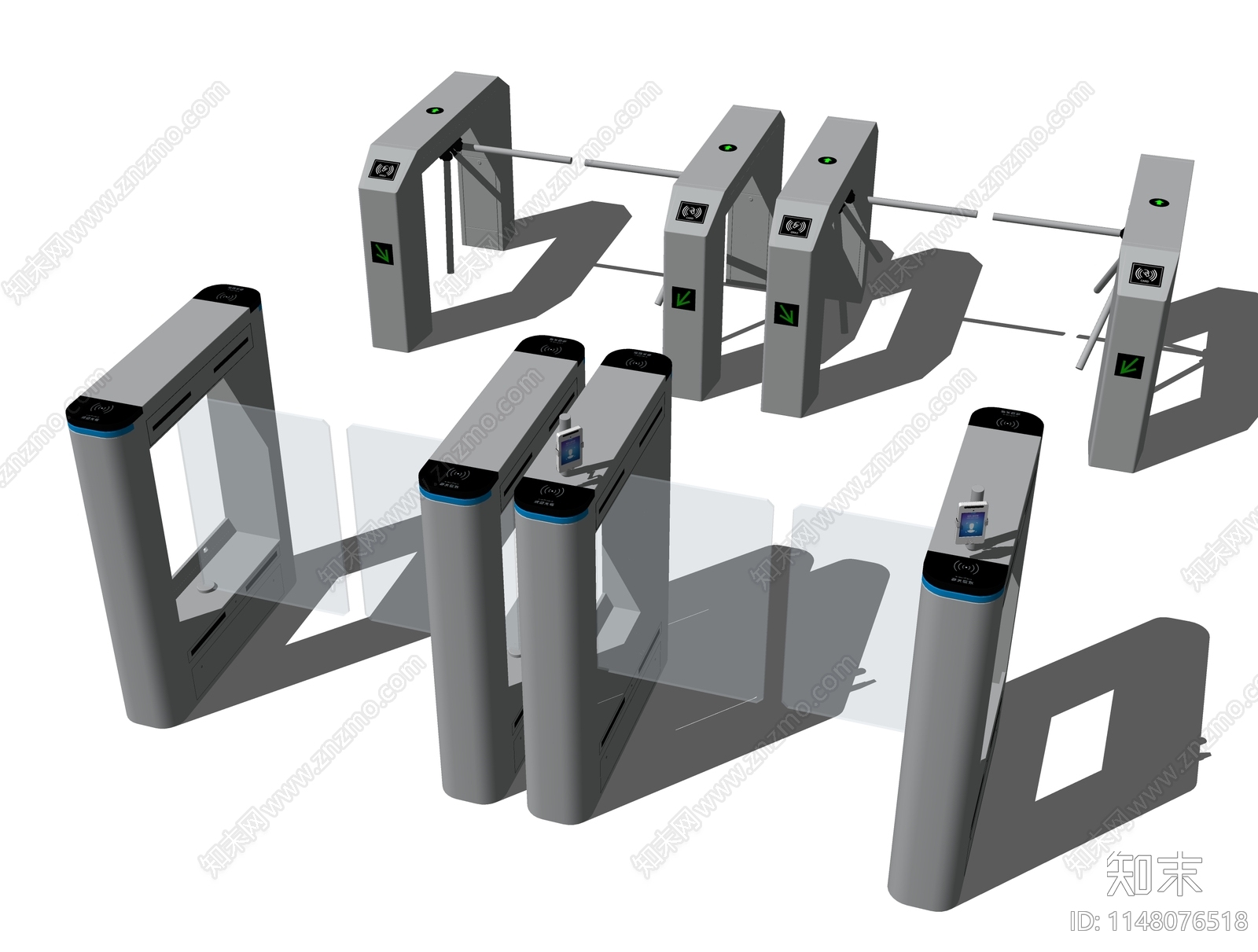 室内门禁道闸SU模型下载【ID:1148076518】