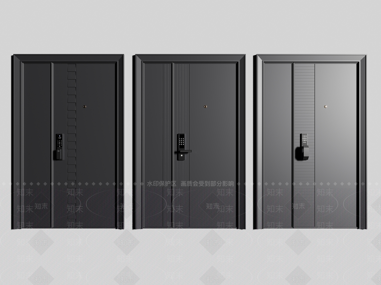 现代子母防盗门3D模型下载【ID:1148077613】