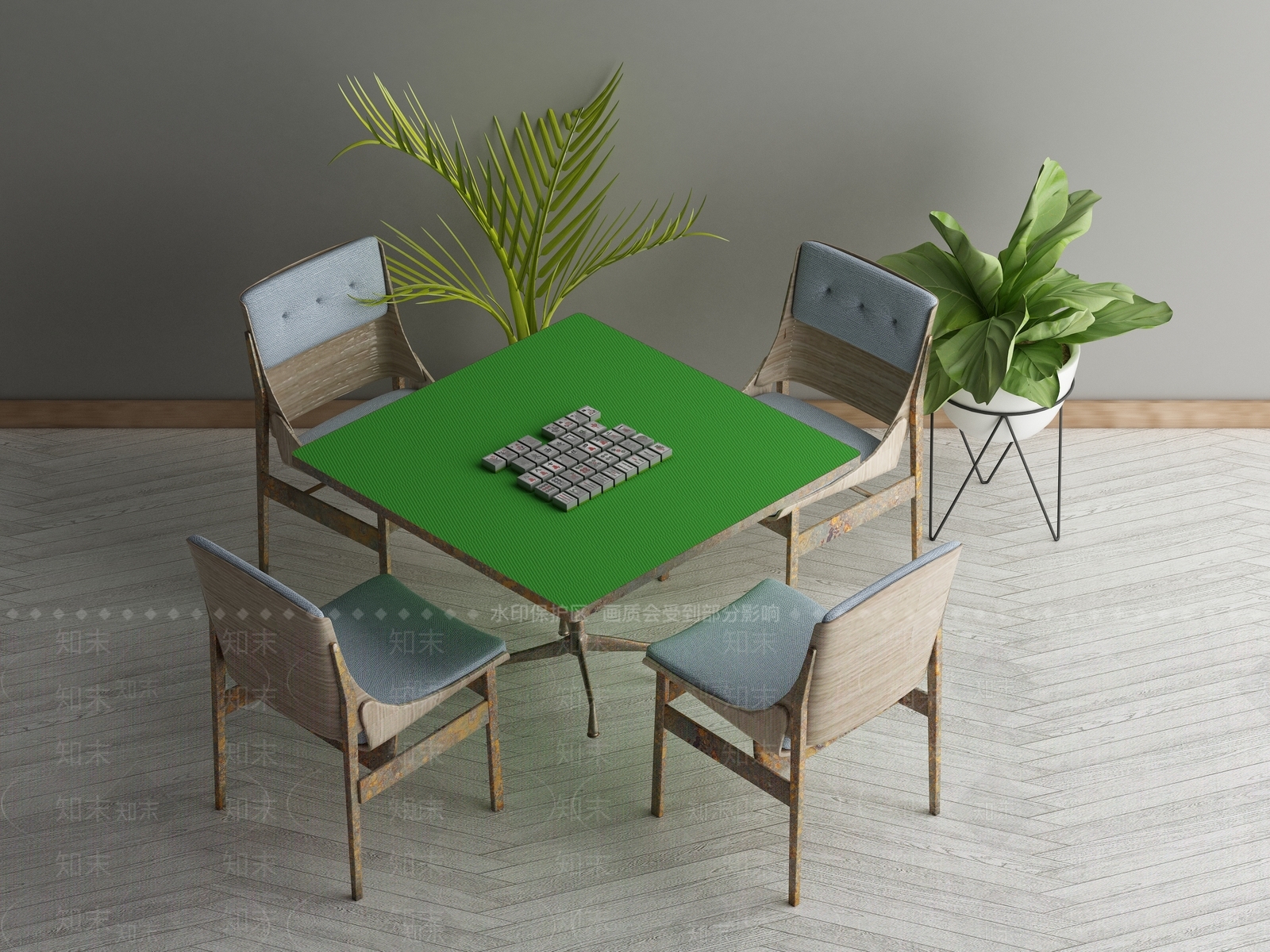 现代麻将桌3D模型下载【ID:1148080792】