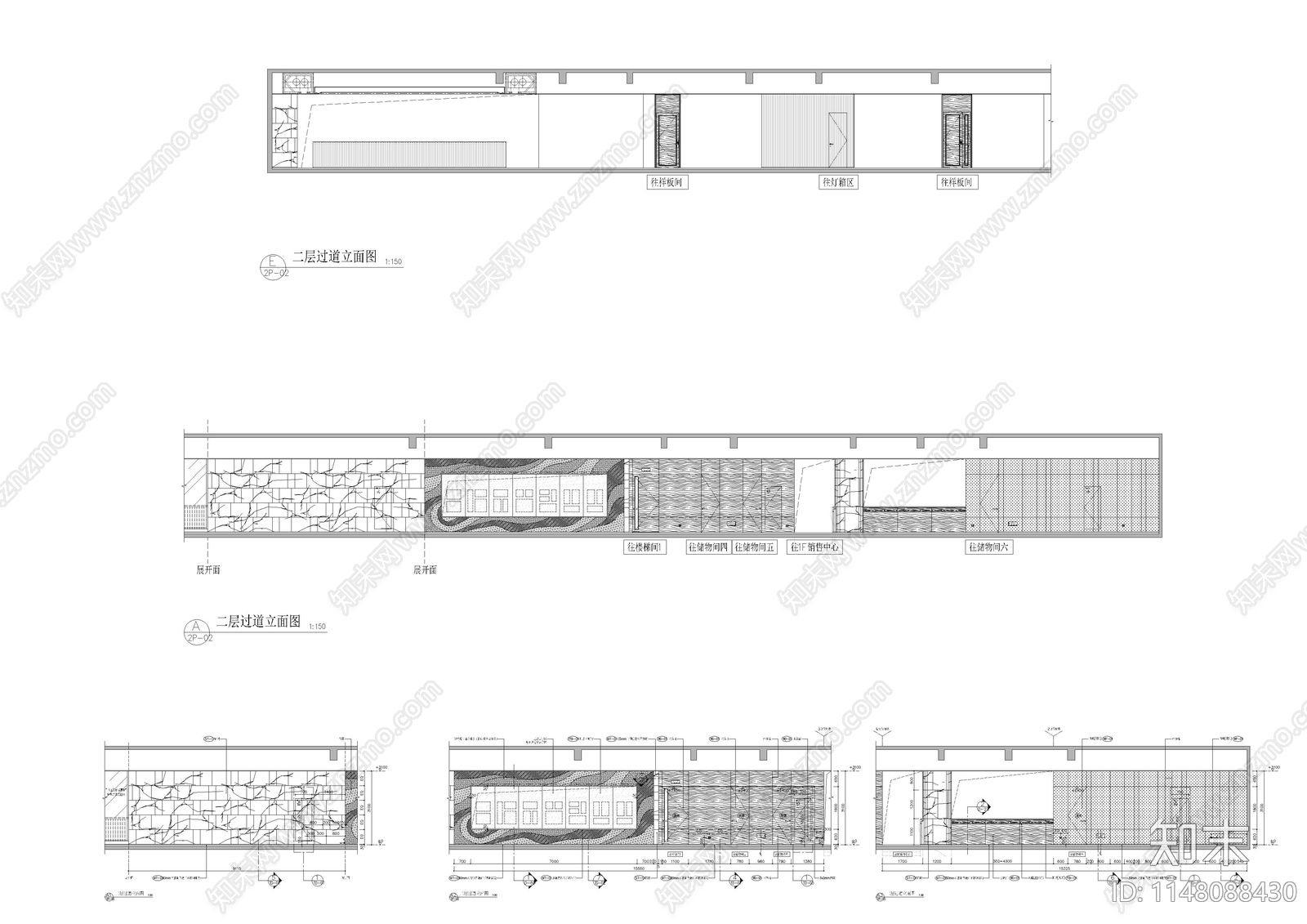 1900㎡高端售楼处室内cad施工图下载【ID:1148088430】